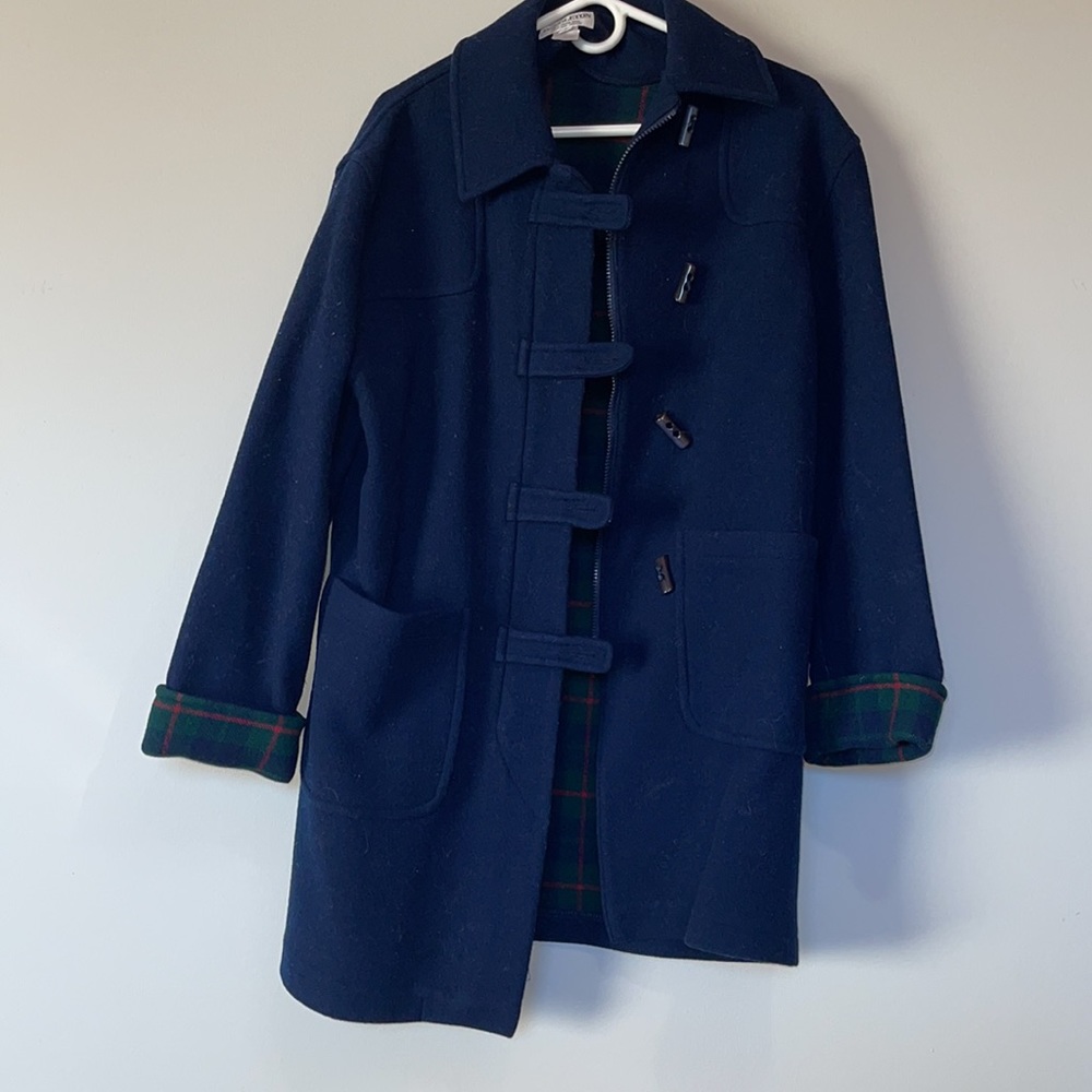 Vintage Pendleton blue wool plaid lining trench coat